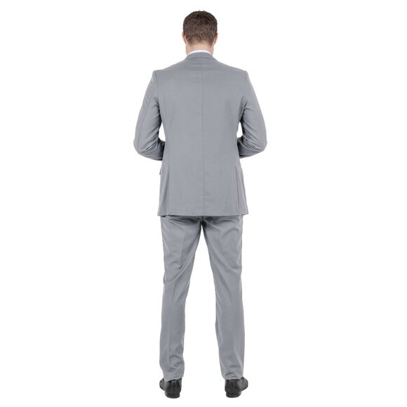 Azzuro's Premium Polyester Slim Fit 2pc Mens Suit, Light Gray - Picture 4 of 5